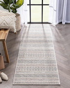 Well Woven Francesca Beige Tribal Geometric Distressed High-Lo Pile (2'7" x 9'10") Runner Rug