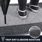 PURRUGS Dirt Trapping Door Mat 20" x 32", Non-Slip/Skid Machine Washable Entryway Rug, Shoes Scraper, Throw Rug, Super Absorbent Area Rug for Muddy Wet Shoes and Paws, Light Grey & Grey