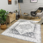 Paco Home Oriental Area Rug with Faded Vintage Look in Grey, Size: 2'8" x 4'11"