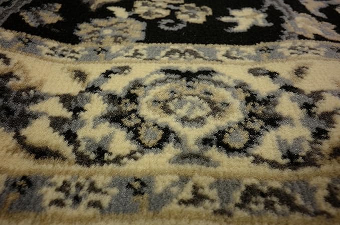 Unique Loom Sialk Hill Collection Area Rug - Washington (2' 11" x 16' 5" Runner Black/Gray)