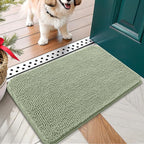 OLANLY Dog Door Mat for Muddy Paws 30x17, Absorbs Moisture and Dirt, Absorbent Non-Slip Washable Doormat, Quick Dry Chenille Mud Mat for Dogs, Entry Indoor Entryway Carpet for Inside Floor, Sage Green