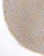 Rugs.com Lattice Frieze Collection Rug – 5' Round Yellow Medium Rug Perfect for Kitchens, Dining Rooms