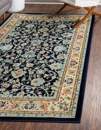 Unique Loom Sialk Hill Collection Area Rug - Washington (4' 1" x 6' 1" Rectangle Navy Blue/Cream)