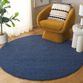 SAFAVIEH Natura Collection Area Rug - 6' Round, Navy & Blue, Handmade Wool Blend, Textured Design, Ideal for Living Room, Bedroom, Dining Space (NAT620M)