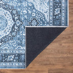 Bloom Rugs Caria Washable Non-Slip 3x5 Rug - Blue Traditional Area Rug for Living Room, Bedroom, Dining Room, and Kitchen - Exact Size: 3' x 5'