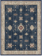 RUGGABLE Washable Vintage Area Rug – Verena Sapphire 9x12, Stain-Resistant, Non-Slip – Large Machine Washable Rugs for Living Room, Bedroom, Hallway, Entryway & Office–with Cushioned Pad