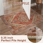 angsoo Vintage 2x3 Washable Rug for Entryway, Non Slip Small Indoor Front Door Rug, Print Distressed Door Mat Carpet, Soft Low Pile Rugs for Entrance Kitchen Bedroom Bathroom