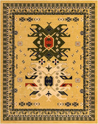 Unique Loom Taftan Collection Border Geometric Tribal Inspired Design Area Rug (8' 0 x 10' 0 Rectangular, Gold/ Gray)