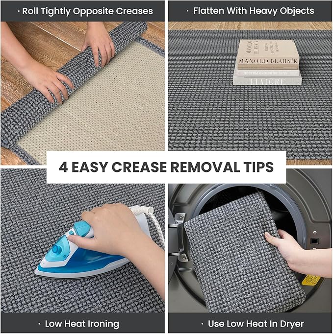 IOHOUZE Washable Runner Rug 2x6 Non Slip Runners for Hallways Entryway Runner Indoor, Kitchen Rugs Woven Cotton Floor Carpet for Kitchen Hall Entrance Bedroom, Dark Grey