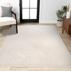 JONATHAN Y Hallie High-Low Curve Ivory/Cream Indoor/Outdoor Area Rug, 10x14, Minimalist, Pet Friendly, Non-Shedding, Stain Resistant, Hose-Washable for Backyard, Patio, Porch (SCN100B-14)