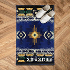 YHSF South West Native American Area Rug C318 - Easy Clean, Thick, Soft, Durable Native Tribal American Indian Inspired Rug for Bedroom/Living Room and More - Navy Blue, 2 Feet x 3 Feet 4 Inches