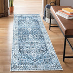 Bloom Rugs Caria Washable Non-Slip 7 ft Runner - Navy Blue Traditional Runner for Entryway, Hallway, Bathroom, and Kitchen - Exact Size: 2'6" x 7'