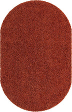 Unique Loom Solid Shag Collection Area Rug (5' 1" x 8' Oval, Terracotta)