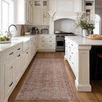 Kuden 2'6"x12 Runner Rug, Machine Washable Area Rug with Non-Slip Backing, Vintage Style, Soft, Easy Clean, Low Pile Rug for Hallway, Entryway, Kitchen, Bedroom