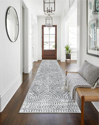 Wonnitar Washable Rug Runner for Kitchen, 2'6"x10' Moroccan Extra Long Runner Rugs for Hallways, Boho Non-Shedding Low Pile Floor Carpet Runner for Entryway Living Room (Silver Grey,2'6"x10')