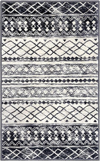 KUTA 4x6 Rug Boho Rugs for Living Room, Moroccan Washable Kitchen Rug Non Slip, Black Navy Blue Ultra Soft Print Geometric Entry Low-Pile Throw Carpet for Bedroom Nursery Dorm Decor