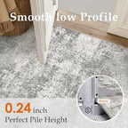 6x9 Grey Area Rug Washable Modern Abstract Living Room Carpet Non Slip Neutral Low Pile Soft Contemporary Gray Bedroom Large Rug Indoor Office Dining Room Playroom