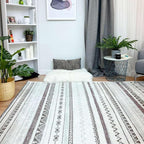 Alfa Rich 3x5 Gray Off White Washable Area Rugs for Living Room Bedroom Kitchen Decor Cotton Runner