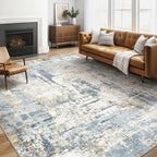 6x8 Area Rug Living Room: Washable Large Abstract Modern Soft Rugs Stain Resistant Indoor Floor Non Slip Accent Carpet for Bedroom Nursery Playroom Office Dining Room Dorm Home House- Light Blue