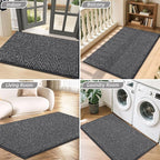 BEQHAUSE Dirt Trapper Door Mat 32" x 48", Non-Slip Washable Doormats Entrance Mat, Dirt Resistant and Absorbent Welcome Mat, Low Profile Floor Mats for Front Back Door and Entryway, Charcoal