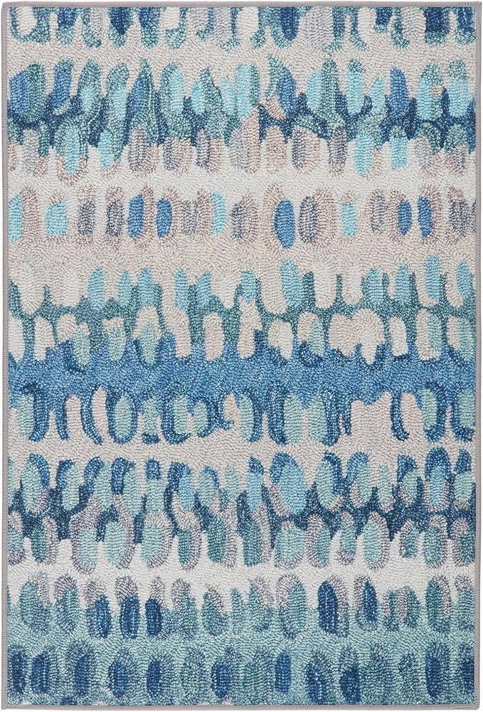 Dash and Albert Paint Chip Machine Washable Area Rug - 2' x 3' Blue - Geometric Accent Rug - Anti-Slip Backing, Lightweight, Machine Washable, High Traffic Areas Kitchen, Mudroom, Laundry Room