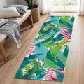 Tropical Rug Runner 4x12ft - Non-Slip Durable Floral Leaf Pattern Carpet for Hallway, Stairs, Entryway, Easy Clean Floor Decor