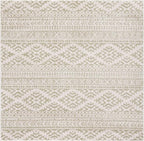 SAFAVIEH Tulum Collection Area Rug - 6'7" Square, Ivory & Sage, Moroccan Boho Tribal Design, Non-Shedding & Easy to Clean, Ideal for Living Room, Bedroom, Dining Space (TUL272H)