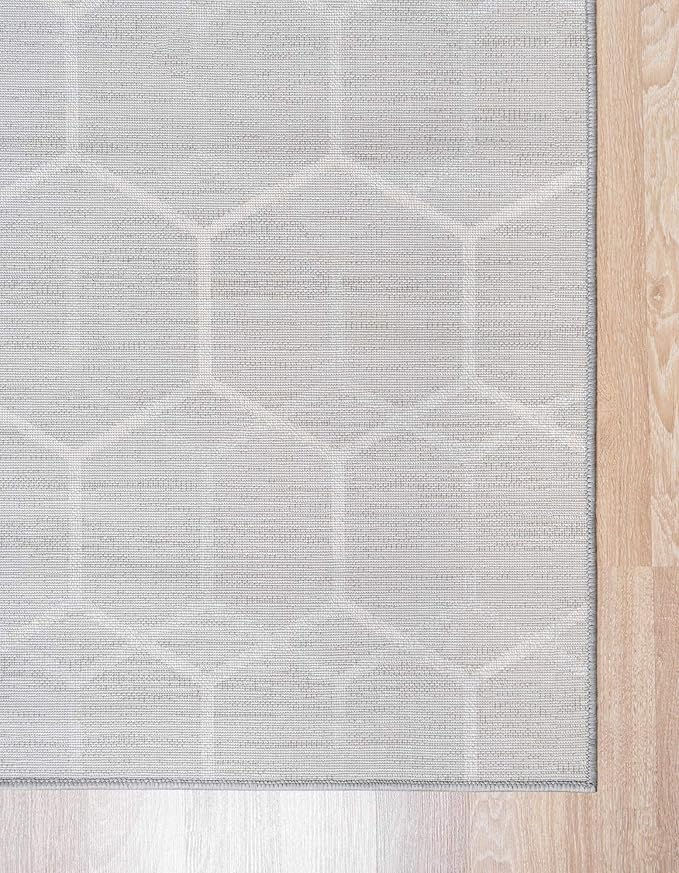 Rugs.com Lattice Trellis Collection Rug – 6 Ft Runner Gray Low-Pile Rug Perfect for Hallways, Entryways