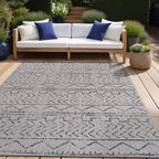 Beverly Rug Waikiki Indoor Outdoor Rug 6x9, Washable Outside Carpet for Patio, Deck, Porch, Trellis Area Rug, Water Resistant, Dark Grey - Light Grey