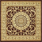 Unique Loom Versailles Collection Traditional Classic Medallion Floral Motif Area Rug (8' 0 x 8' 0 Square, Brown/ Ivory)