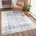 Bloom Rugs Washable Non-Slip 3' x 5' Rug - Tan/Blue/Green Traditional Area Rug for Living Room, Bedroom, Dining Room, and Kitchen - Exact Size: 3' x 5'