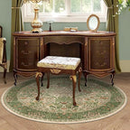 4ft Round Area Rugs for Living Room, Washable Floral Circle Rug Non Slip Low Pile, Vintage Boho Botanical Birds Throw Carpet for Farmhouse, Bedroom, Dining Room, Retro Pink/Green