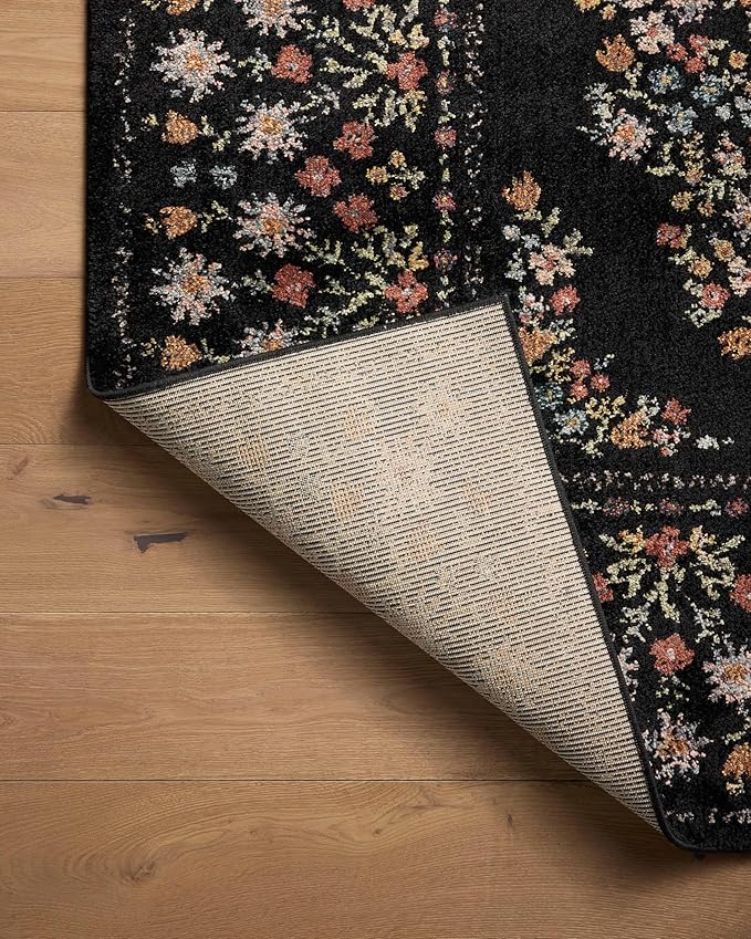 Loloi Rifle Paper Co. Laurel Collection LAU-02 Black 7'-10" x 10' Area Rug