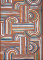 CAMILSON Indoor Outdoor Rug, Orange 8x10 Geometric Arch Striped Area Rugs for Patio and Home Areas, Easy-Cleaning Non-Shedding Living Room, Garden and Deck Washable Outside Carpet (8 x 10)