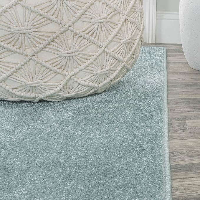 Eyely UES100S-15 Supersoft Haze Solid Low-Pile Indoor Area Rug, Coastal, Bohemian, Minimalist, Classic, Casual for Bedroom,Kitchen,Living Room,Non Shedding,Easy-Washing, Blue, 12 X 15