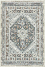 zesthome 6x9 Area Rug, Super Soft Washable Rugs for Living Room, Non-Slip Stain Resistant Vintage Rugs, Ultra-Thin Large Area Rugs (Grey/Orange,6'x9')