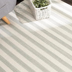 Home Conservatory Ladder Stripe Grey/Ivory Handwoven Wool 5 X 8 Feet, Grey/Ivory Stripe Pattern