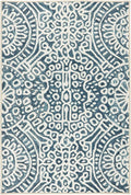 Dash and Albert Temple Ink Machine Washable Area Rug - 5' x 8' Blue - Geometric Accent Rug - Anti-Slip Backing, Lightweight, Machine Washable, High Traffic Areas Kitchen, Mudroom, Laundry Room