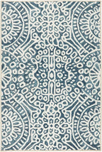 Dash and Albert Temple Ink Machine Washable Area Rug - 2' x 3' Blue - Geometric Accent Rug - Anti-Slip Backing, Lightweight, Machine Washable, High Traffic Areas Kitchen, Mudroom, Laundry Room