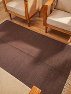 Rugsotic Carpets Hand Woven Flat Weave Kilim Wool 5'x8' Area Rug Solid Dark Brown D00111