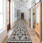 Abstract Black White Geometric Runner Rug, 3.3x7ft, Luxury Greek Key Rugs for Home Decorative, Greek Spiral Texture Home Decor Non Slip Rugs, Washable Soft Reduce Noise Mat for Bedroom