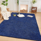 Andency Navy Soft Area Rugs for Living Room Bedroom, 5x8 Fluffy Shaggy Bedside Rug, Non-Slip Large Shag Fuzzy Plush Carpets for Bedroom Kids Dorm Nursery Home Decor Aesthetic