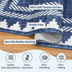 Foldable 5x7 Non Slip Area Rugs for Living Room Dining Room Modern Geometric Washable Non-Shedding Soft Indoor Carpet Bordered Printed Stain Resistant Bedroom Low Pile Rugs, Blue