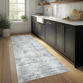 Modern Abstract Neutral Grey Kitchen Rugs Non Slip Washable Low Pile Bedside Rug Runners 2x6 Light Gray Floor Covering Carpet for Bathroom Laundry Room 2 x 6