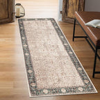 Keen Home Design 2x10 Rug - Machine Washable Runner Rug with Non-Slip Backing, Ideal for Hallway, Entryway, Kitchen, Laundry Room - Vintage, Easy Clean, Durable, Low Pile - (2'6" x 10')