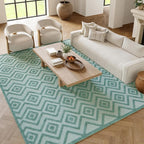 Nourison Home Versatile Aqua Teal 9' x 12' Area Rug - Easy Clean, Non Shedding, Bed Room, Living Room, Dining Room, Kitchen (9' x 12')