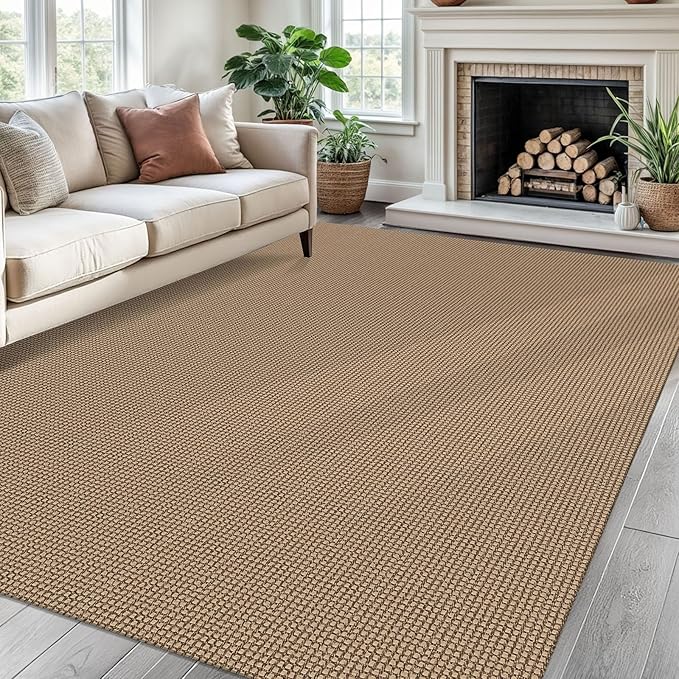 Braided Area Rug 6x9 Ft Washable Rugs for Living Room Non Slip Bedroom Rugs Boho Dining Room Rug Cotton Living Room Woven Floor Carpet for Nursery Playroom, Orange/Tan/Brown
