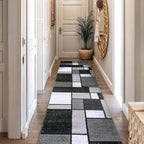 Rugshop Contemporary Modern Boxes for Hallway,Living Room,Bedroom,Kitchen Non Shedding Carpet Runner Rug 2'7" x 10' Gray