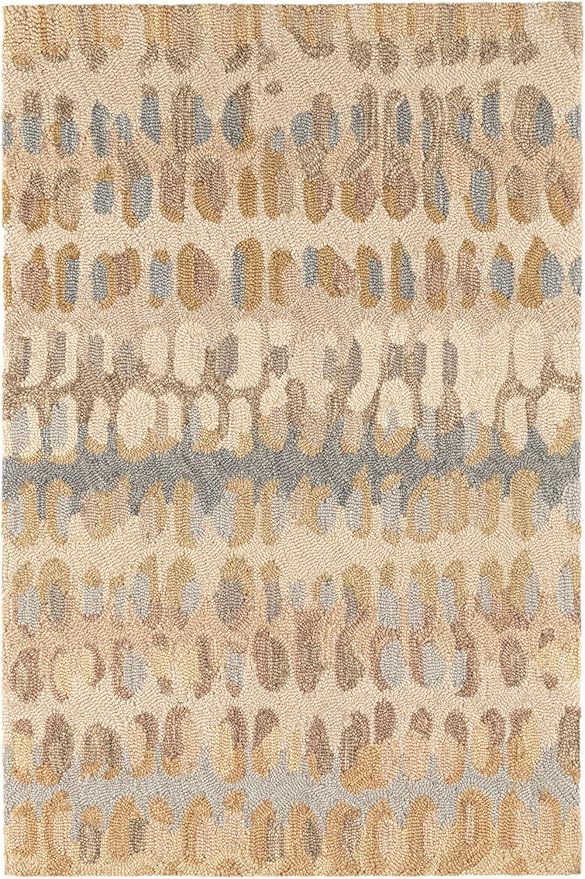 Dash and Albert Paint Chip Wool Area Rug - 2' x 3' Neutral Graphic Hand Micro Hooked Accent Rug - Durable, High Traffic Areas Hallway, Living Room, Stairs