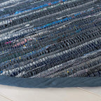 SAFAVIEH Rag Rug Collection 6' Round Ink / Multi RAR121C Handmade Boho Stripe Cotton Area Rug